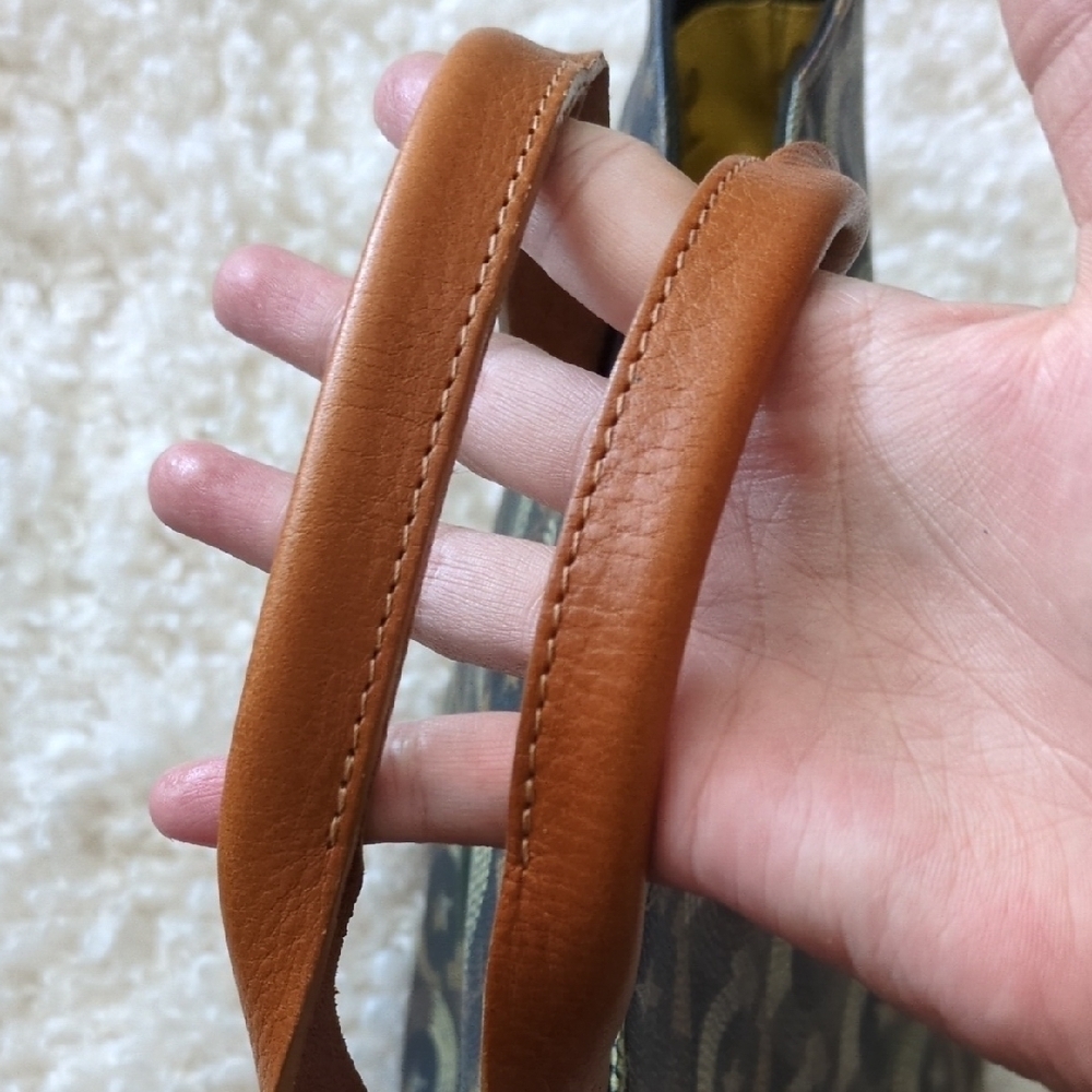 Brown and Blue Camouflage Tote with Leather Straps - Picture 6 of 11